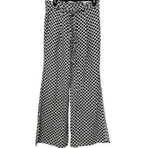 Rewash Linen Blend Wide Leg Split Hem  Pants M Polka Dot Tie Waist Resort Beachy